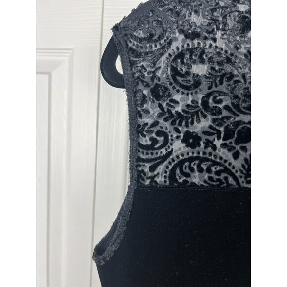 Jacqueline Ferrar Black Velvet Burnout Dress Womens 4 Sleeveless Cocktail Party - Picture 6 of 9